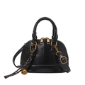 Classic black shell-shaped handbag with gold hardware and decorative tassel - With Pendant / Black