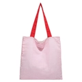 Borsa tote minimalista a righe verticali rosa con manici rossi e tessuto plissettato - Rosa