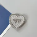 Detalle de soporte para móvil corazón rosa con purpurina y lazo de diamantes finos - Corazón Lazo Magnético Diamantes-Lentejuelas / Rosa