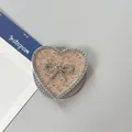 Detalle del soporte de móvil de corazón con purpurina oro rosa y lazo de diamantes - Corazón Lazo Magnético Diamantes-Lentejuelas / Dorado
