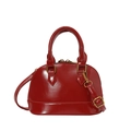 Dark red patent leather shell bag with gold hardware and detachable shoulder strap - No Pendant / Red