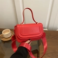 Bolso bandolera cuadrado rojo elegante con costuras en U y correa ancha de nailon - Rojo