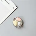 Detail of round phone socket with yellow tulip, pearl and pink sequins decoration - Silver Foil Style 8