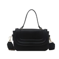 Sac à main carré noir minimaliste en cuir mat avec matériel doré et bandoulière large - Noir