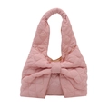 Borsa a tracolla trapuntata rosa a forma di fiocco con design morbido e stile moderno - Rosa