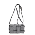 French vintage woven style crossbody bag in black and white with letter pattern - Gray