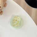 Detail of cute green glitter bear phone socket with sparkling gold star sequins - Magnetic Model / Light Green