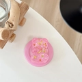 Detail of cute pink glitter bear phone grip with sparkling star sequins on white desk - Magnetic Model / Deep Pink