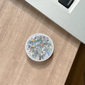 Macro shot of circular phone grip with colorful holographic glitter and shiny sequins - Colorful Sequins No.16
