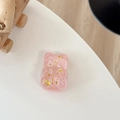 Close-up of pink glitter bear phone stand with gold stars and sparkling resin finish - Telescopic Stand Style / Light Pink