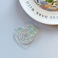 Dettaglio del supporto telefono a cuore con glitter colorati e struttura magnetica - Supporto a Cuore Adesivo - Esagono Arcobaleno