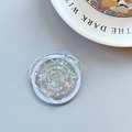 Macro view of heart-shaped glitter phone grip with iridescent sequins and acrylic finish - Magnetic Heart Stand - Rainbow Triangle