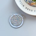 Macro detail of heart-shaped phone grip with iridescent sequins and glitter decoration - Magnetic Heart Stand - Starry Pattern