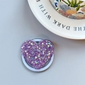 Detail of a purple glitter heart-shaped magnetic pop socket with holographic sequins - Magnetic Heart Stand - Light Chasing Purple