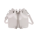 Sac seau blanc à la mode avec cordon de serrage en chaîne et détails de perles chic - Blanc