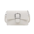 Borsa a tracolla bianca minimalista con una grande fibbia metallica a U in argento - Bianco
