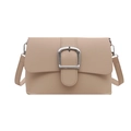 Borsa a tracolla minimalista in vernice beige con elegante fibbia in metallo a U argento - Cachi