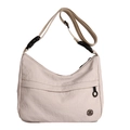 Bolso bandolera de nailon beige impermeable con correa ajustable y bolsillo con cremallera - Blanco Roto