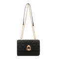 Schwarze Umhängetasche mit Rautensteppung, goldener Kette und elegantem U-Verschluss - Schwarz