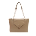 Khakifarbene Schultertasche aus PU-Leder mit goldenem Hirsch-Anhänger und eleganter Kette - Khaki