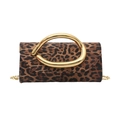 Schicke Abendtasche mit Leopardenmuster, goldenem Rundgriff und Umhängekette für Damen - Leopardenmuster