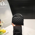 Quilted black handbag with diamond stitching and silver chain strap for women - Black