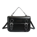 Classic black Cambridge satchel bag with white stitching and detachable shoulder strap - Black