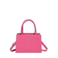 Fuchsia woven texture small square bag with top handles and adjustable shoulder strap - Pink