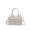 Sac Boston blanc aux motifs d'ours colorés avec bandoulière amovible et poignées - Blanc