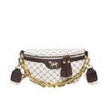 Vintage patterned saddle bag with gold horse ornament and chunky metal chain strap - White