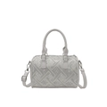 Borsa a secchiello bianca con motivi geometrici a rilievo e tracolla rimovibile - Bianco