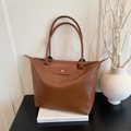 Borsa tote marrone in pelle sintetica con patta classica su libri bianchi, stile caldo - Marrone