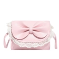 Mini sac à bandoulière rose avec grand nœud et bordure en dentelle pour fille - Rose