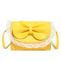 Mini sac carré jaune chic avec nœud et bordure en dentelle pour femmes et filles - Jaune