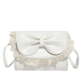White mini crossbody bag with large bow and lace trim in a sweet balletcore style - White