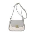 Borsa a tracolla rosa chic con stampa gatto e patta in pelle grigia su sfondo bianco - Grigio (Solo tracolla lunga)