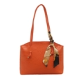 Oranje tote bag met krokodillenreliëf, zijden sjaal decoratie en grote capaciteit - Oranje