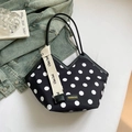 Sac fourre-tout noir à pois blancs avec bandoulière tissée pour le style d'automne - Pois Noir
