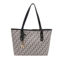 Mode-Tote-Tasche mit schwarzem FAS LOU Monogramm-Druck und goldenem R-Anhänger - Schwarz