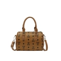 Sac cylindre Boston marron avec imprimé ours et bandoulière amovible - Marron