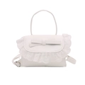 Mini borsa a tracolla bianca con bordo in pizzo e fiocco in uno stile minimalista - Bianco