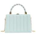 Chic mint blue wavy pattern box bag with twisted handle and gold chain strap - Sky Blue