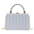 Petit sac à main bleu clair texturé avec poignée tressée et chaîne dorée - Gris