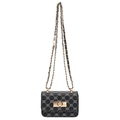 Retro black monogram chain bag with gold hardware and classic square twist lock - Black