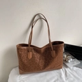 Braune Totebag mit Leopardenmuster, Wildleder-Optik und stilvollen Leder-Einsätzen - Ohne Anhänger / Braun