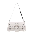 Sac bandoulière blanc en similicuir avec rivets argentés et boucle au style punk - Blanc