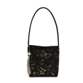 Elegant black shoulder bag with golden butterfly embroidery and silk tassel detail - Black (Includes Pendant)
