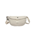 Sac de poitrine minimaliste en nylon beige avec logo OK et bandoulière réglable - Blanc