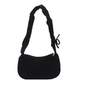 Zwarte minimalistische schoudertas met scrunchie-riem en strik detail, grote capaciteit - Zwart