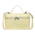 Chic cream yellow pebbled leather crossbody bag with heart shaped silver zippers - Yellow